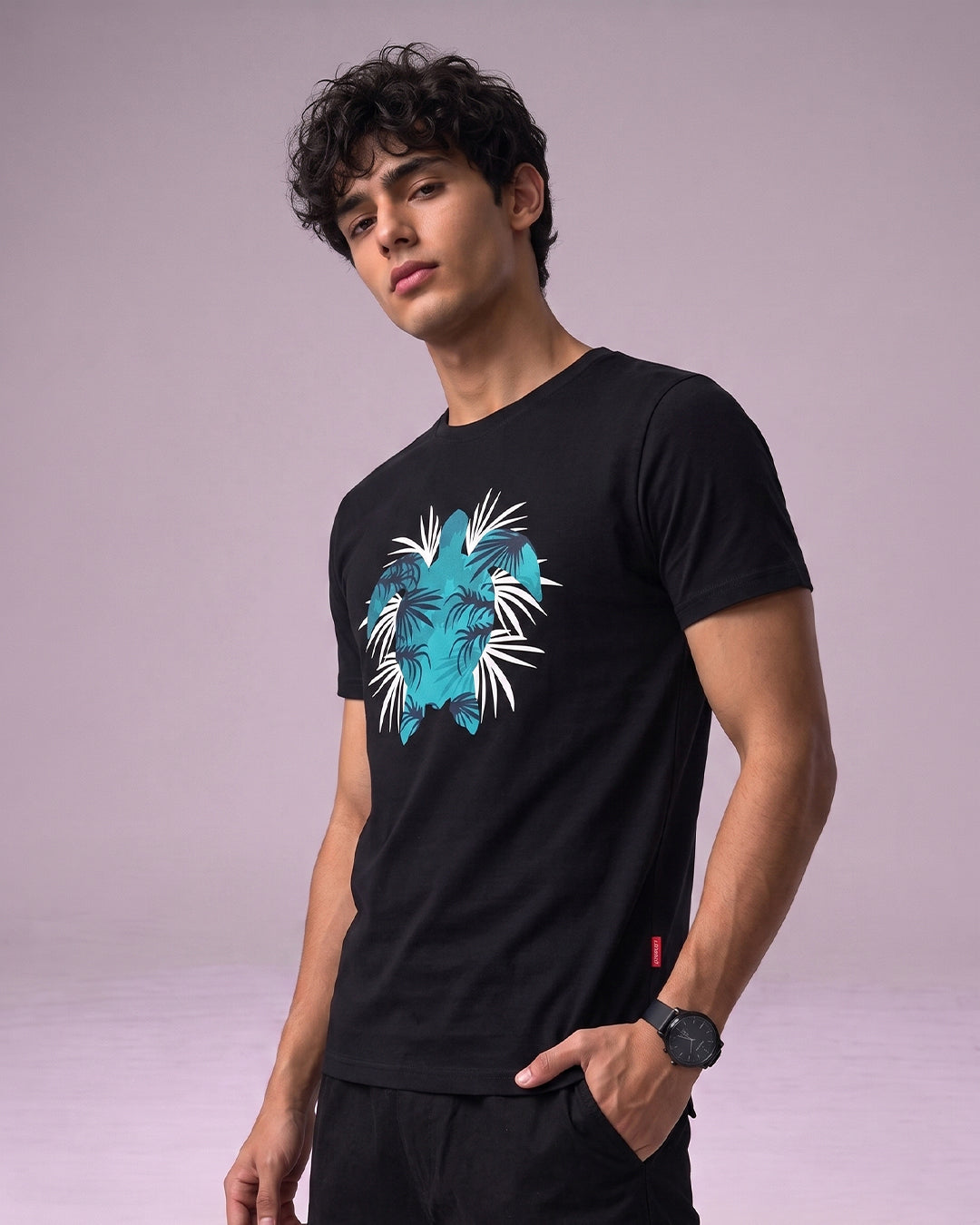 ACTIV HAWAII R.NECK T-SHIRT - BLACK