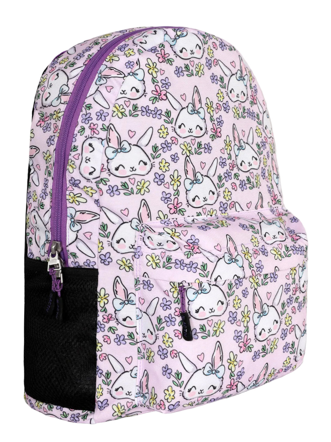 Cute Bunny & Floral All-Over Print Casual & School Backpack