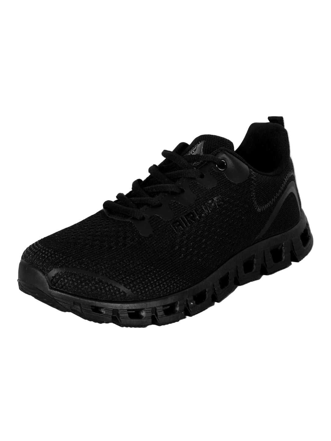 Men’s All-Black Mesh Running Shoes – Lightweight Cushioned Athletic Sneakers
