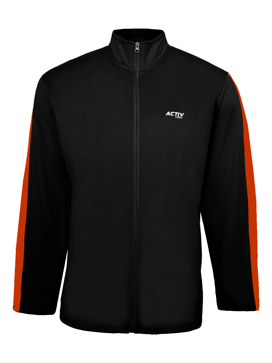 Men's Black and Orange Full-Zip Tracksuit Set