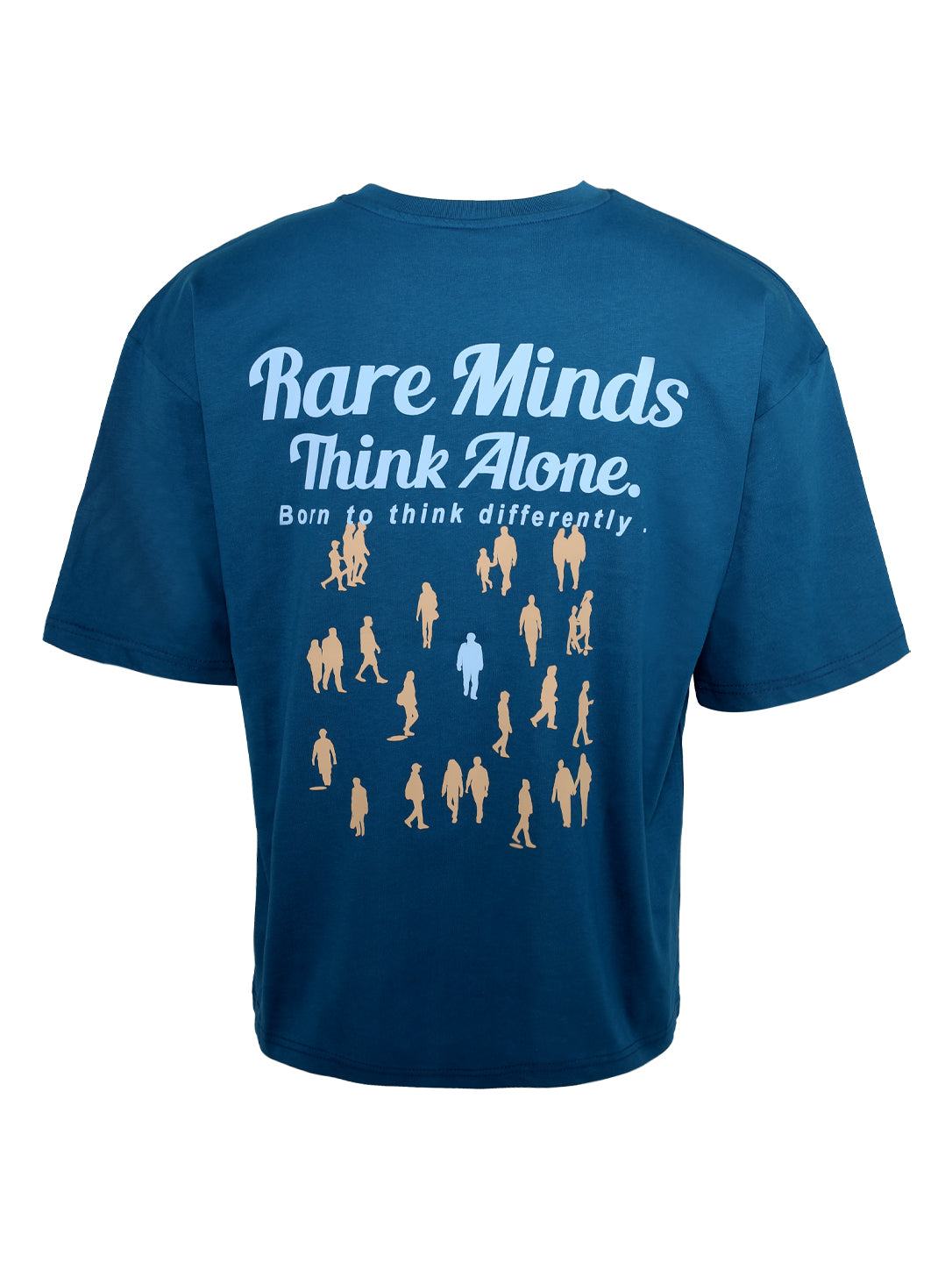 Men's Teal Blue "Rare Minds Think Alone" Graphic T-Shirt