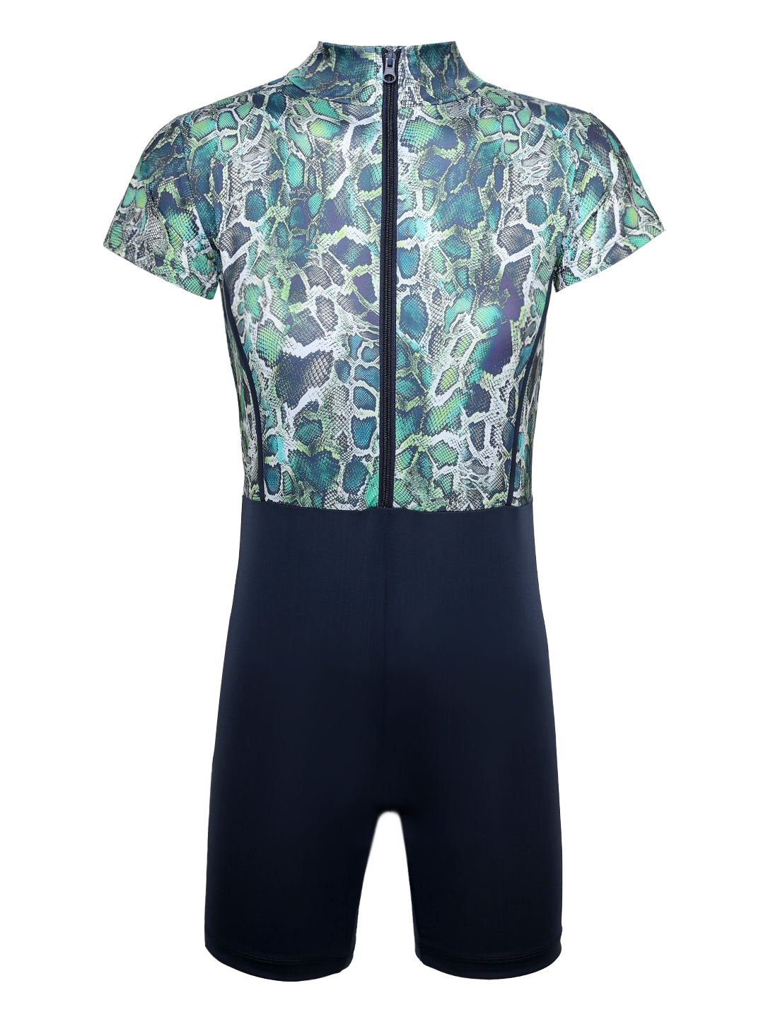Women's 3-Piece Snakeskin Printed Modest Swimsuit Set