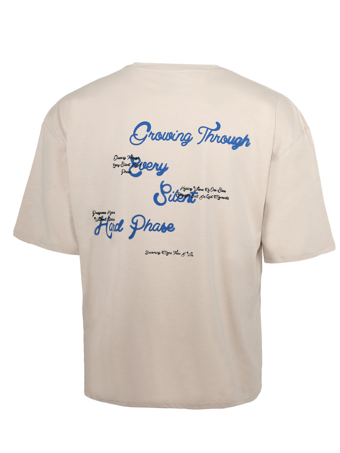Men's Beige Oversized Script Detail T-Shirt