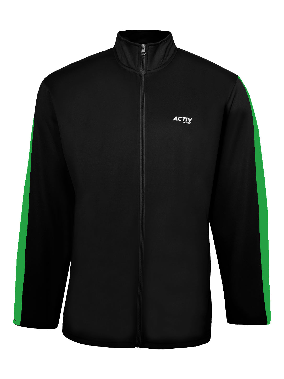 Men's Black and Green Full-Zip Tracksuit Set