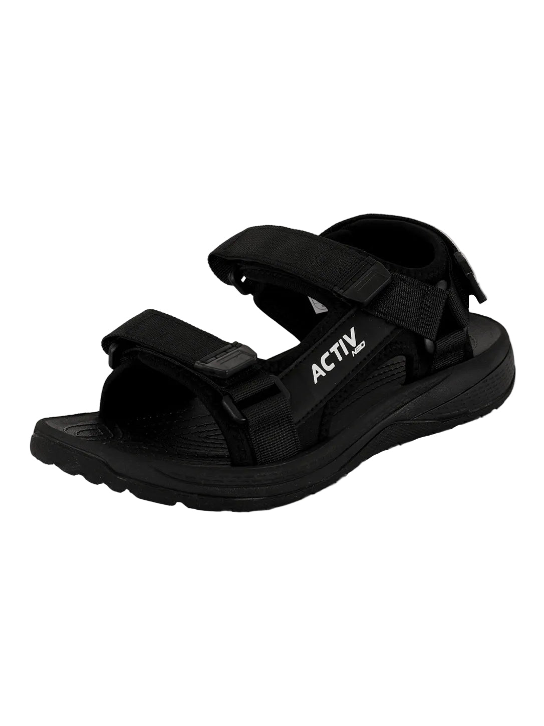 Sporty Black Adjustable Strap Sandals