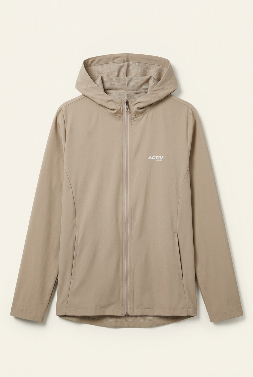 ACTIV NEO Women's Full-Zip Hooded Tracksuit Set – Beige / Light Khaki