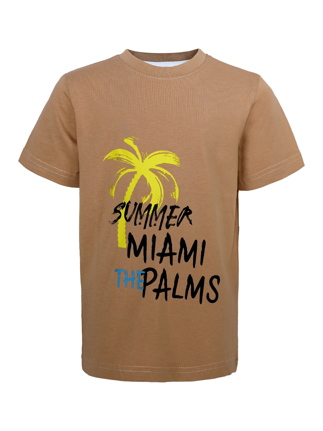 Boys' 2-Piece "Summer Miami" T-Shirt & Shorts Lounge Set – Tan/Beige