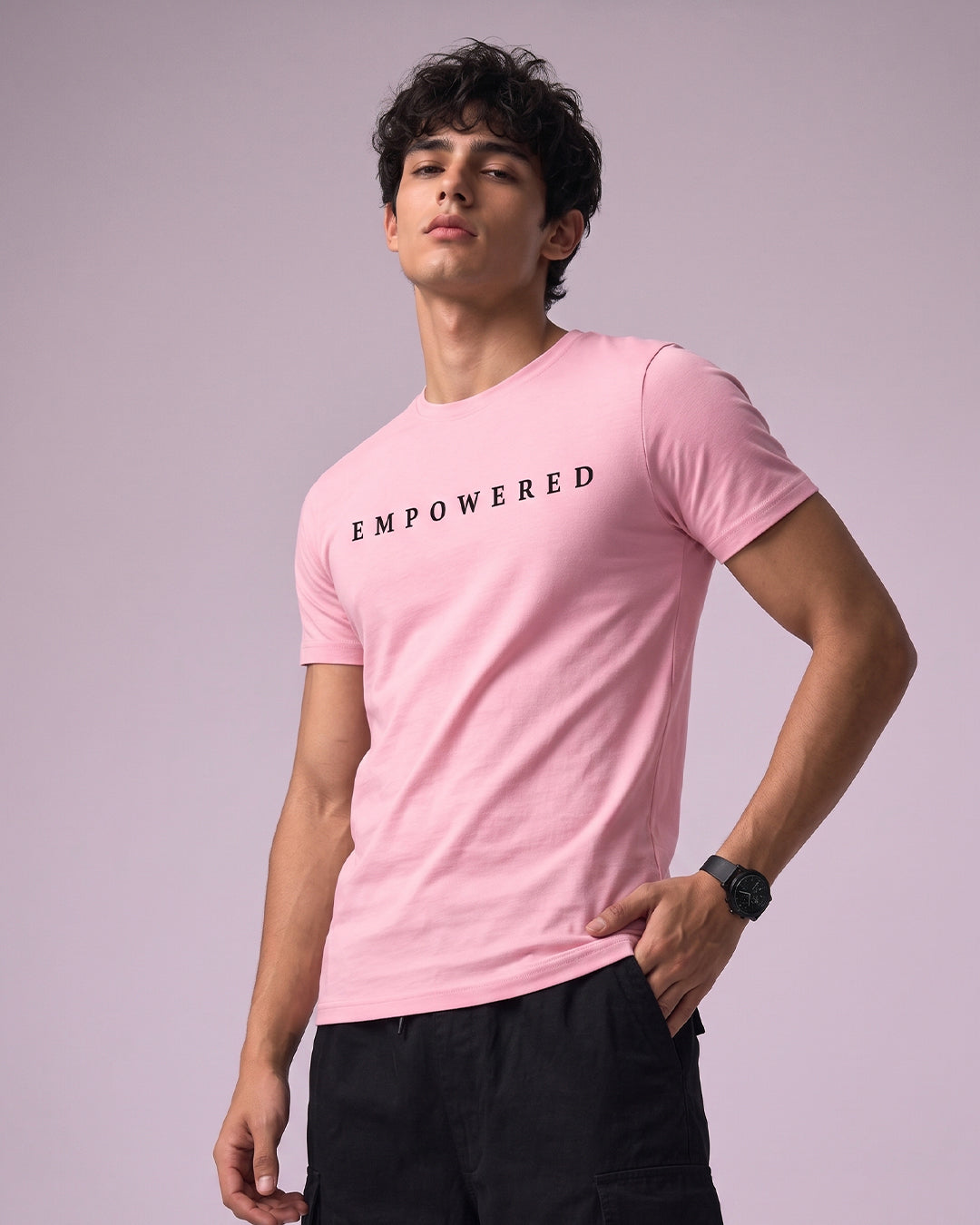 ACTIV PRINT R.NECK T-SHIRT - ROSE