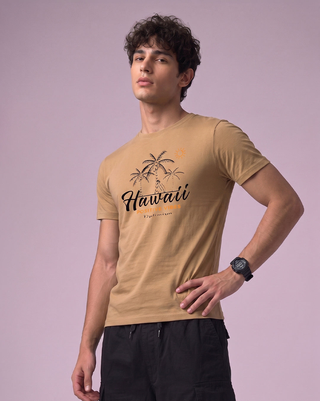 ACTIV HAWAII R.NECK T-SHIRT - BEIGE