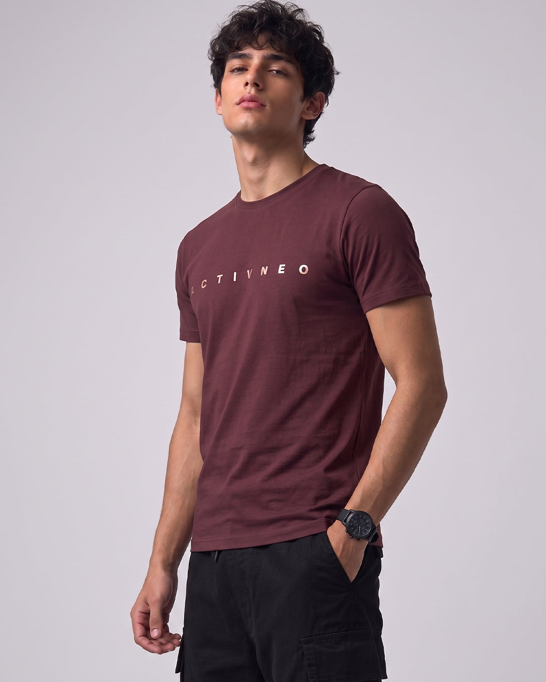 ACTIV GRAPHIC R.NECK T-SHIRT - BURGUNDY