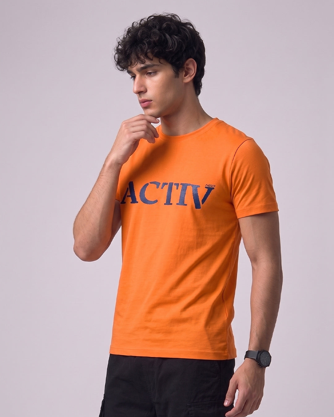 ACTIV PRINT R.NECK T-SHIRT - ORANGE