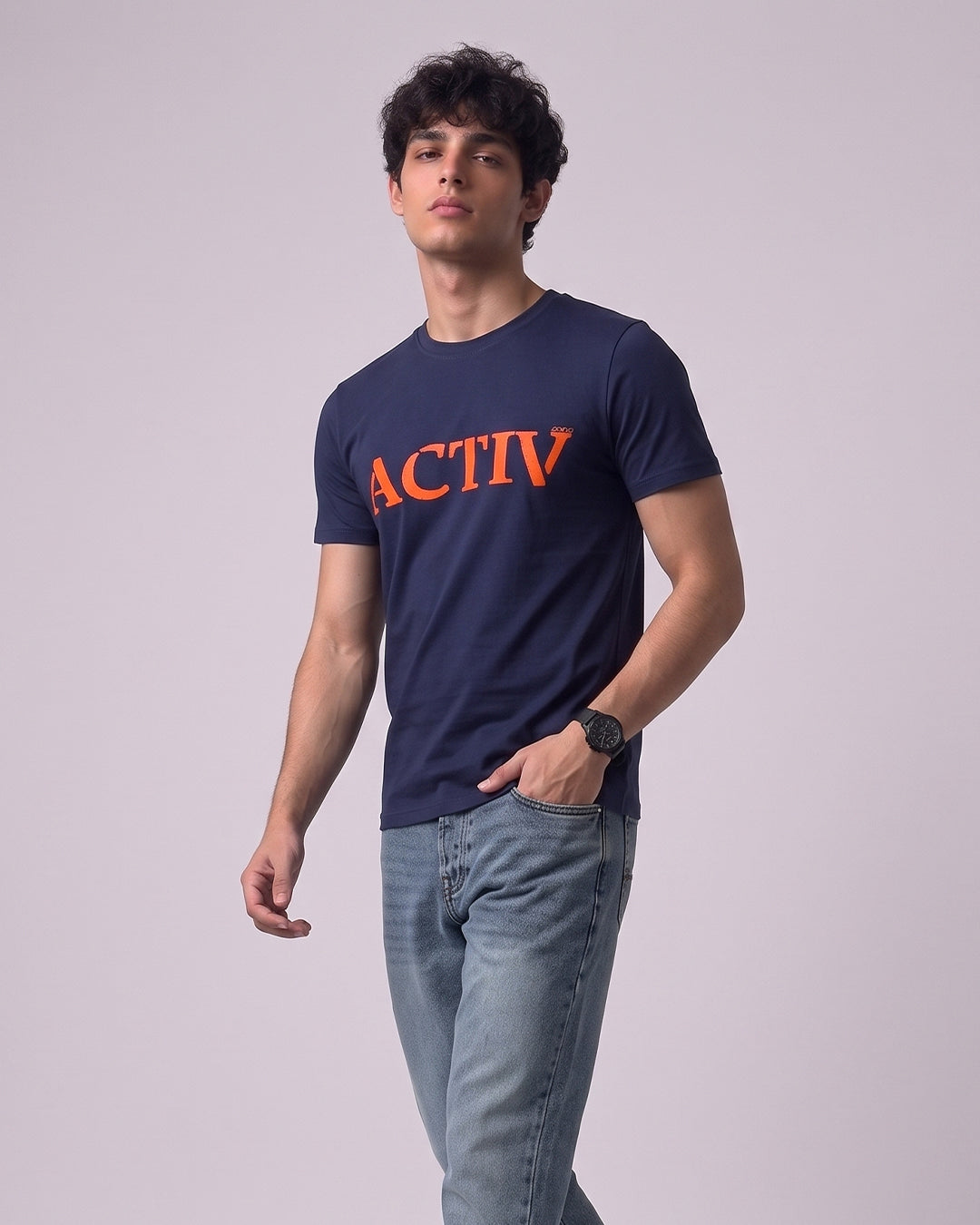 ACTIV PRINT R.NECK T-SHIRT - ORANGE