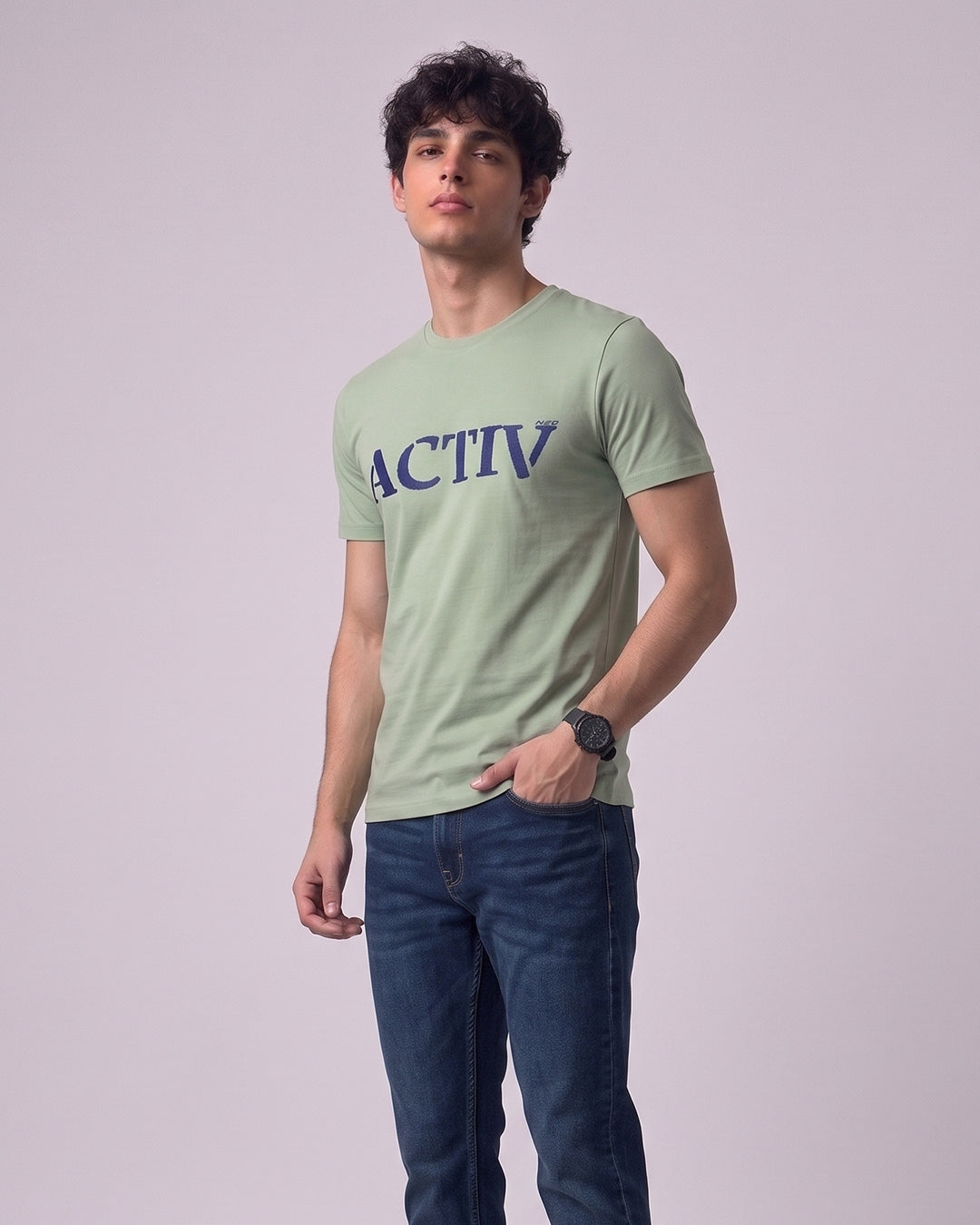 ACTIV PRINT R.NECK T-SHIRT - ORANGE
