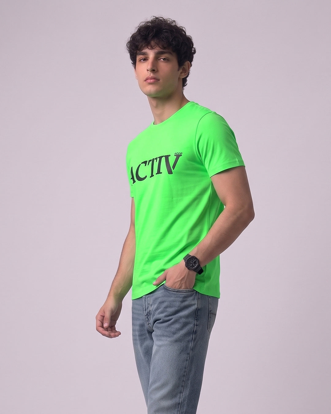 ACTIV PRINT R.NECK T-SHIRT - ORANGE