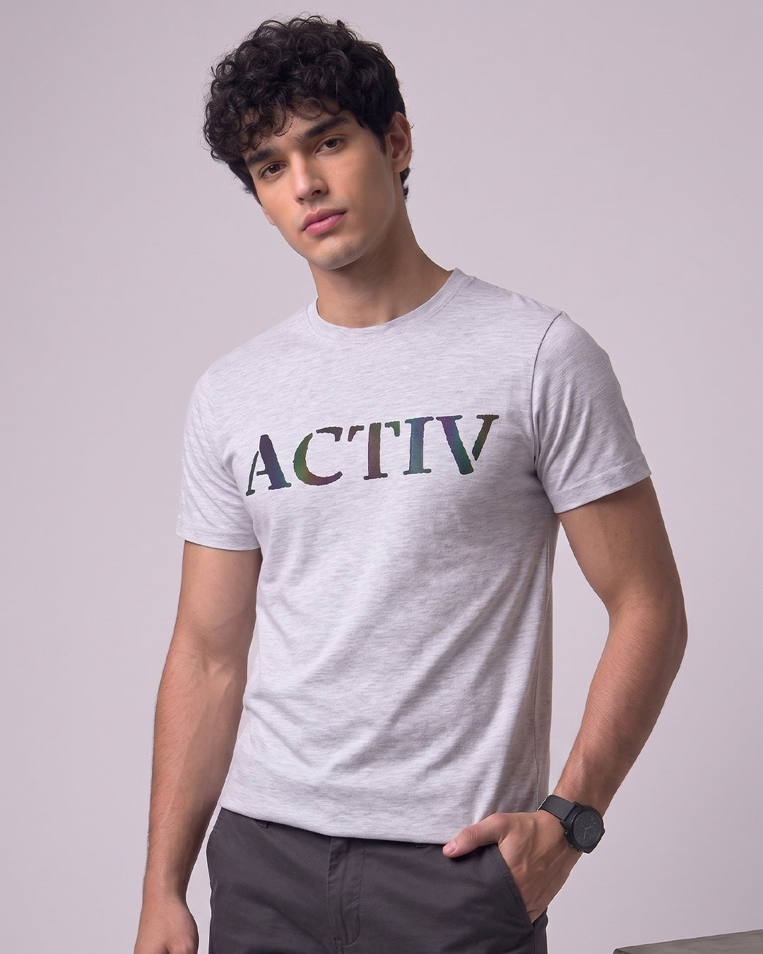 ACTIV PRINT R.NECK T-SHIRT - ORANGE
