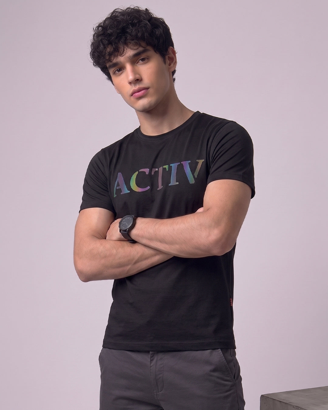 ACTIV PRINT R.NECK T-SHIRT - ORANGE
