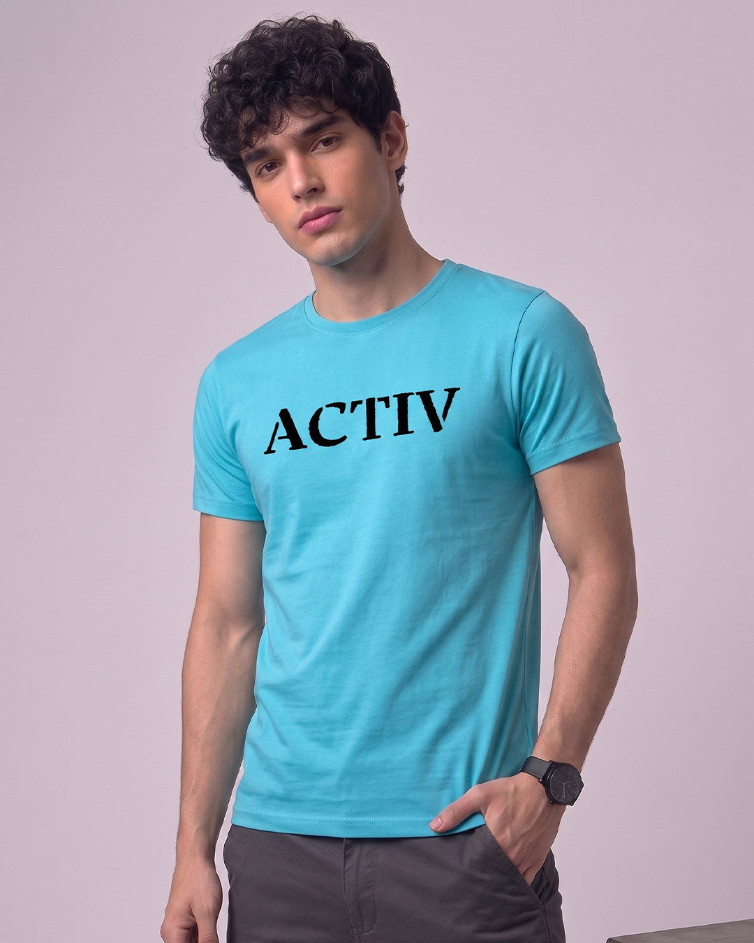 ACTIV PRINT R.NECK T-SHIRT - ORANGE