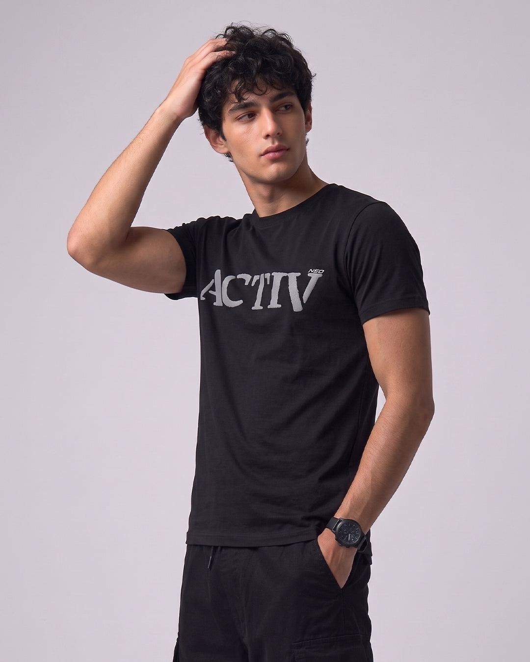 ACTIV PRINT R.NECK T-SHIRT - ORANGE
