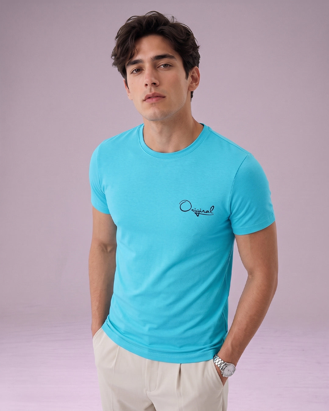 ACTIV PRINT R.NECK T-SHIRT - TURQUOIS