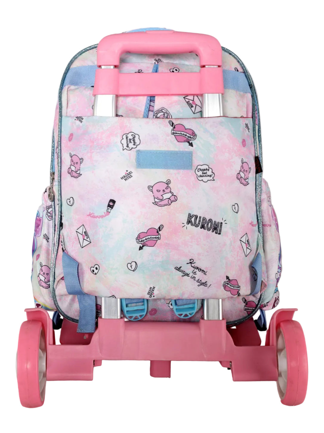 3-Piece Kuromi School Bag Set – Wheeled Backpack, Crossbody Lunch Bag, and Pencil