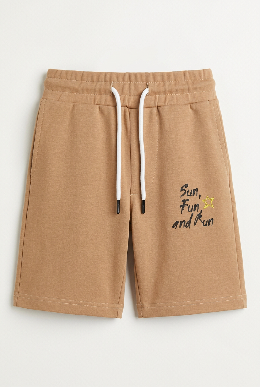 Boys' 2-Piece "Summer Miami" T-Shirt & Shorts Lounge Set – Tan/Beige