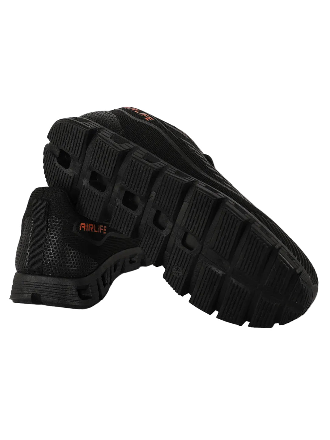 Airlife Men's All-Black & Orange Mesh Athletic Running Shoes
