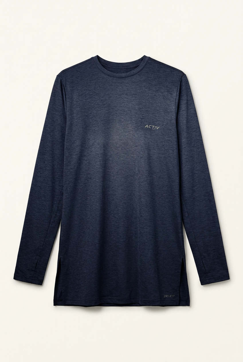 Women's ACTIV DRI-FIT Long-Sleeve Performance Athletic Top – Heather Navy Blue