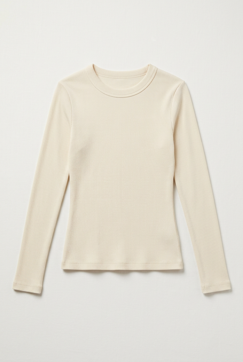 Ribbed Long-Sleeve Sports & Casual Top
