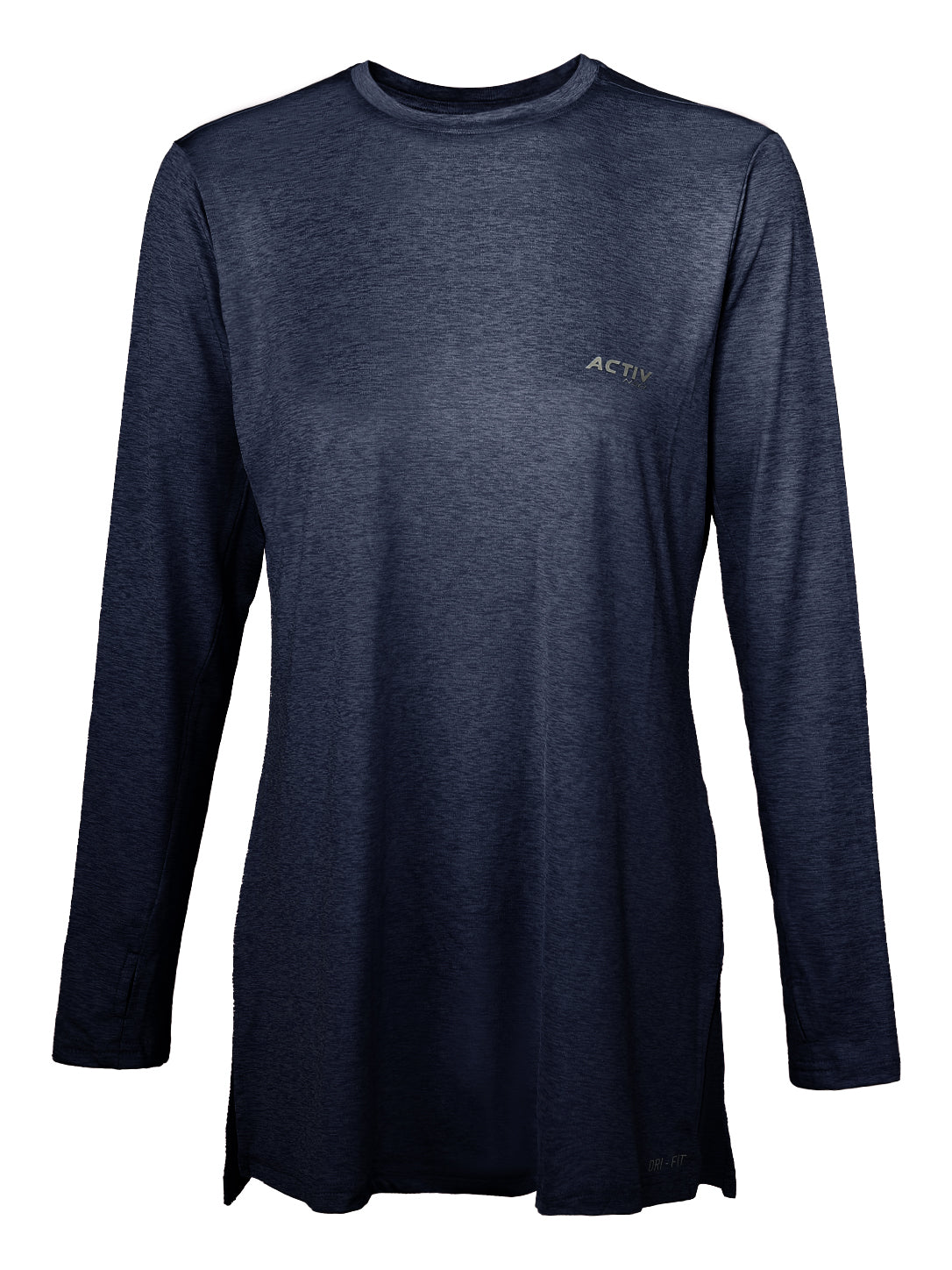 Women's ACTIV DRI-FIT Long-Sleeve Performance Athletic Top – Heather Navy Blue