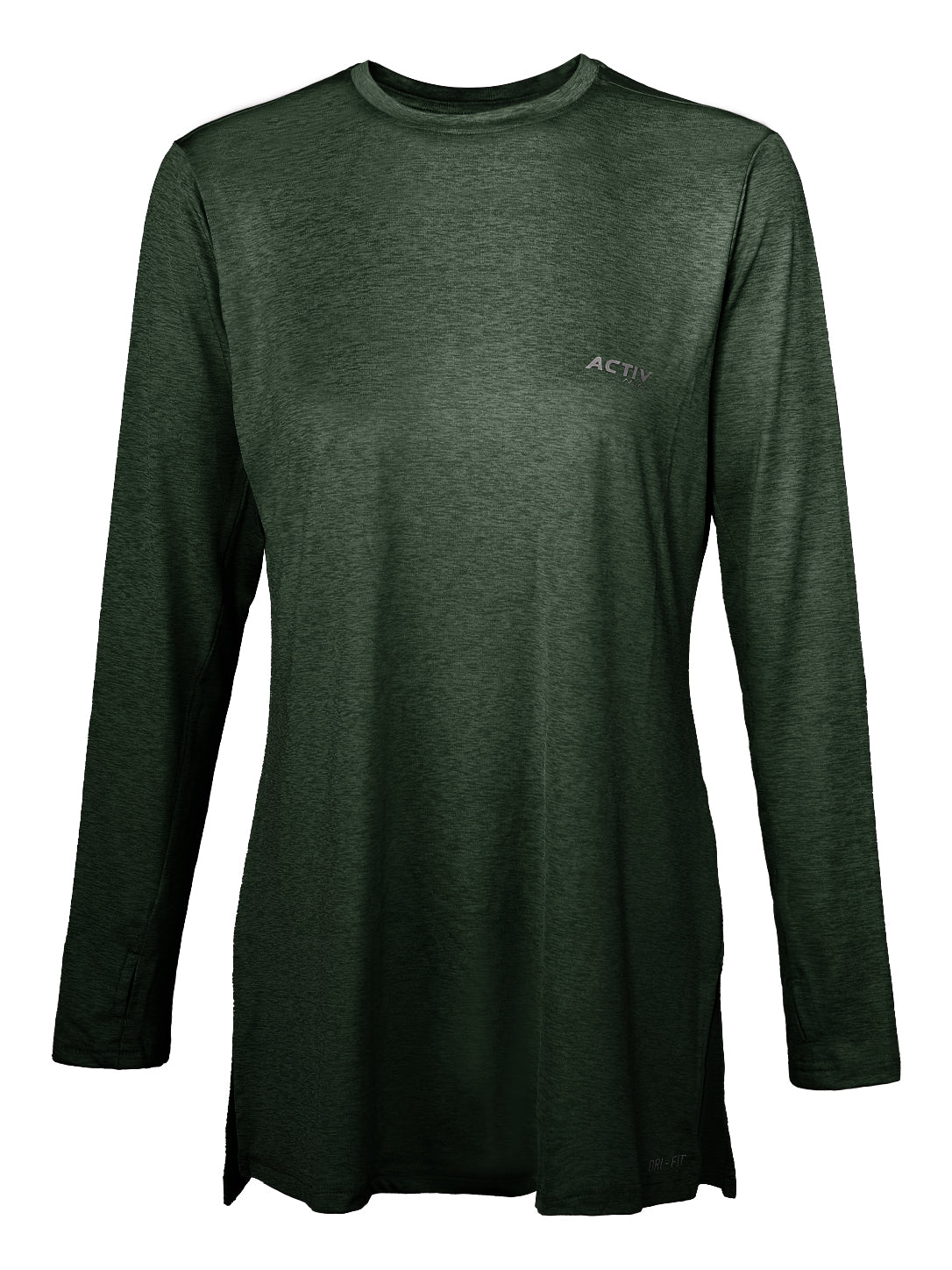 Women's ACTIV DRI-FIT Long-Sleeve Performance Athletic Top – Heather Forest Green
