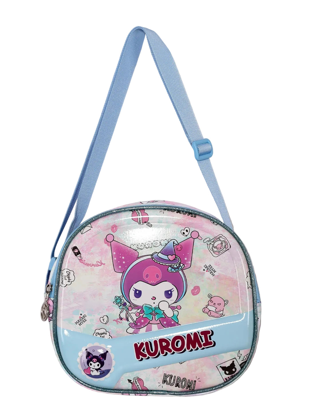 3-Piece Kuromi School Bag Set – Wheeled Backpack, Crossbody Lunch Bag, and Pencil