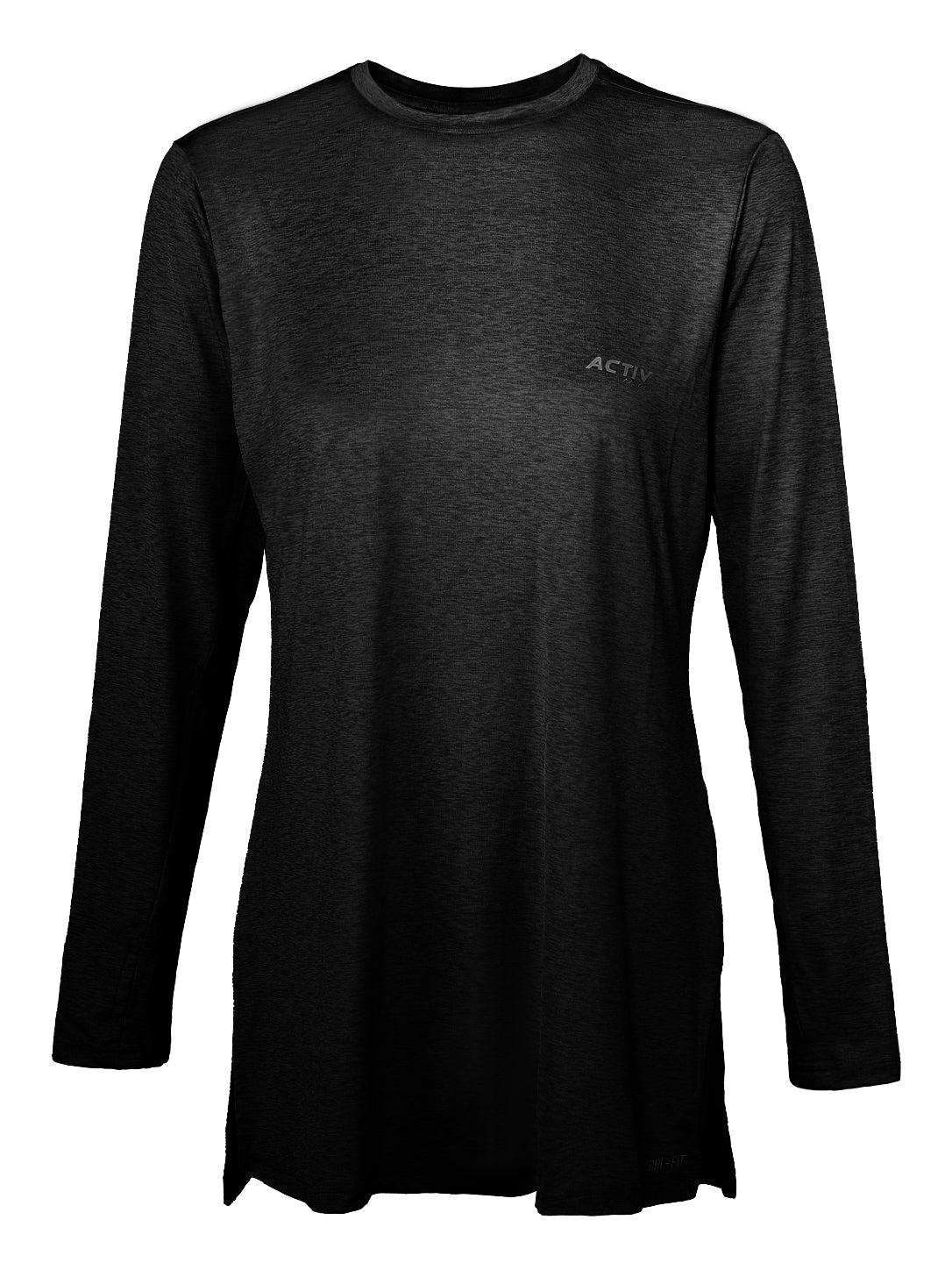 Women's ACTIV DRI-FIT Long-Sleeve Performance Athletic Top – Heather Black / Dark Grey