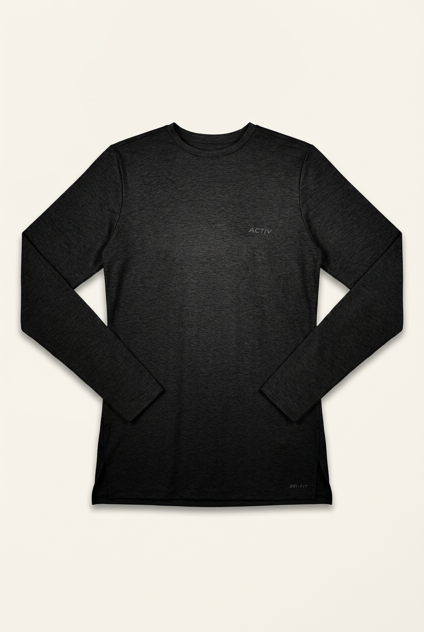 Women's ACTIV DRI-FIT Long-Sleeve Performance Athletic Top – Heather Black / Dark Grey