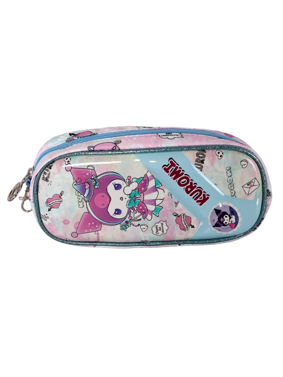 3-Piece Kuromi School Bag Set – Wheeled Backpack, Crossbody Lunch Bag, and Pencil