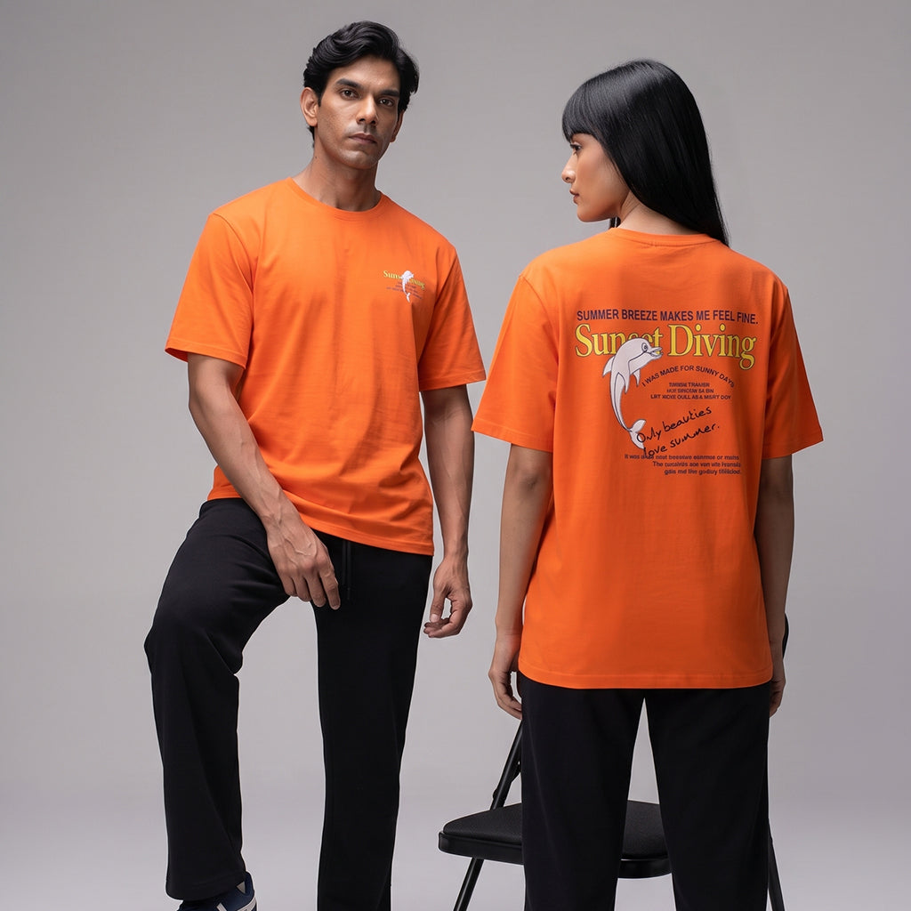 ACTIV GRAPHIC R.NECK T-SHIRT - ORANGE