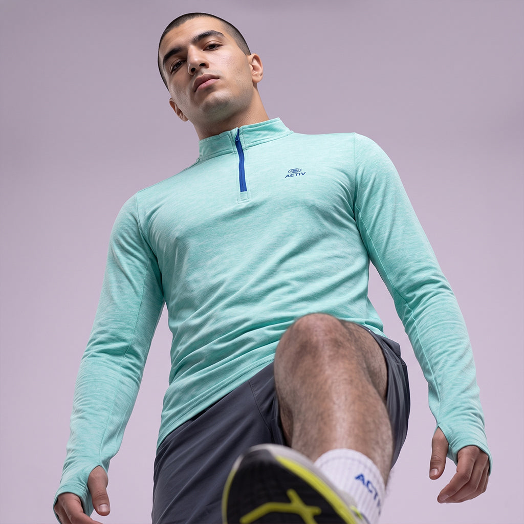 Performance Long-Sleeve Quarter-Zip Sports T-Shirt - Dry-Fit & Anti-Bacterial
