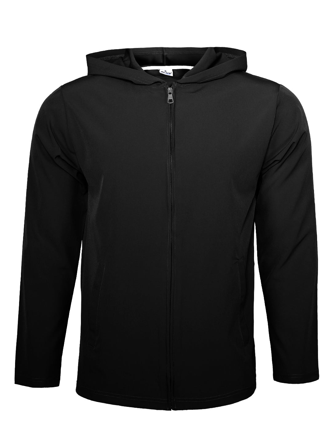 ACTIV Men's Full-Zip Lightweight Hooded Performance Jacket – Black