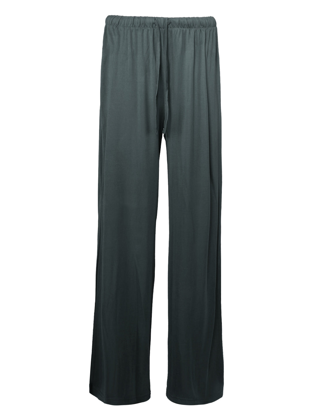 Women's Dark Green Wide-Leg Lounge Pants – Elastic Drawstring Waist Sleepwear Trousers
