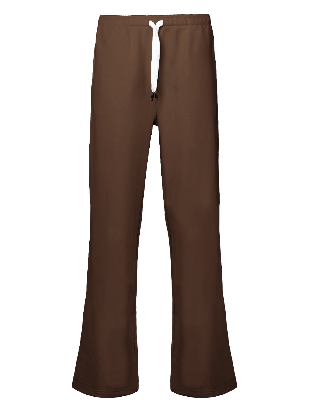 Deep Brown Straight-Leg Track Pants – Elastic Drawstring Waist Athletic Sweatpants