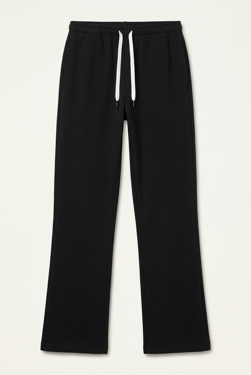 Men's Black Straight-Leg Sweatpants – Elastic Drawstring Waist Athletic Track Pants