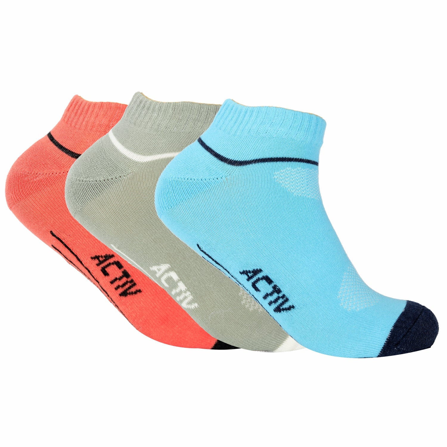ACTIV ANKLE SOCKS PACK*3 - SKYBLUE*GRAY*RED A-947 Activ Abou Alaa