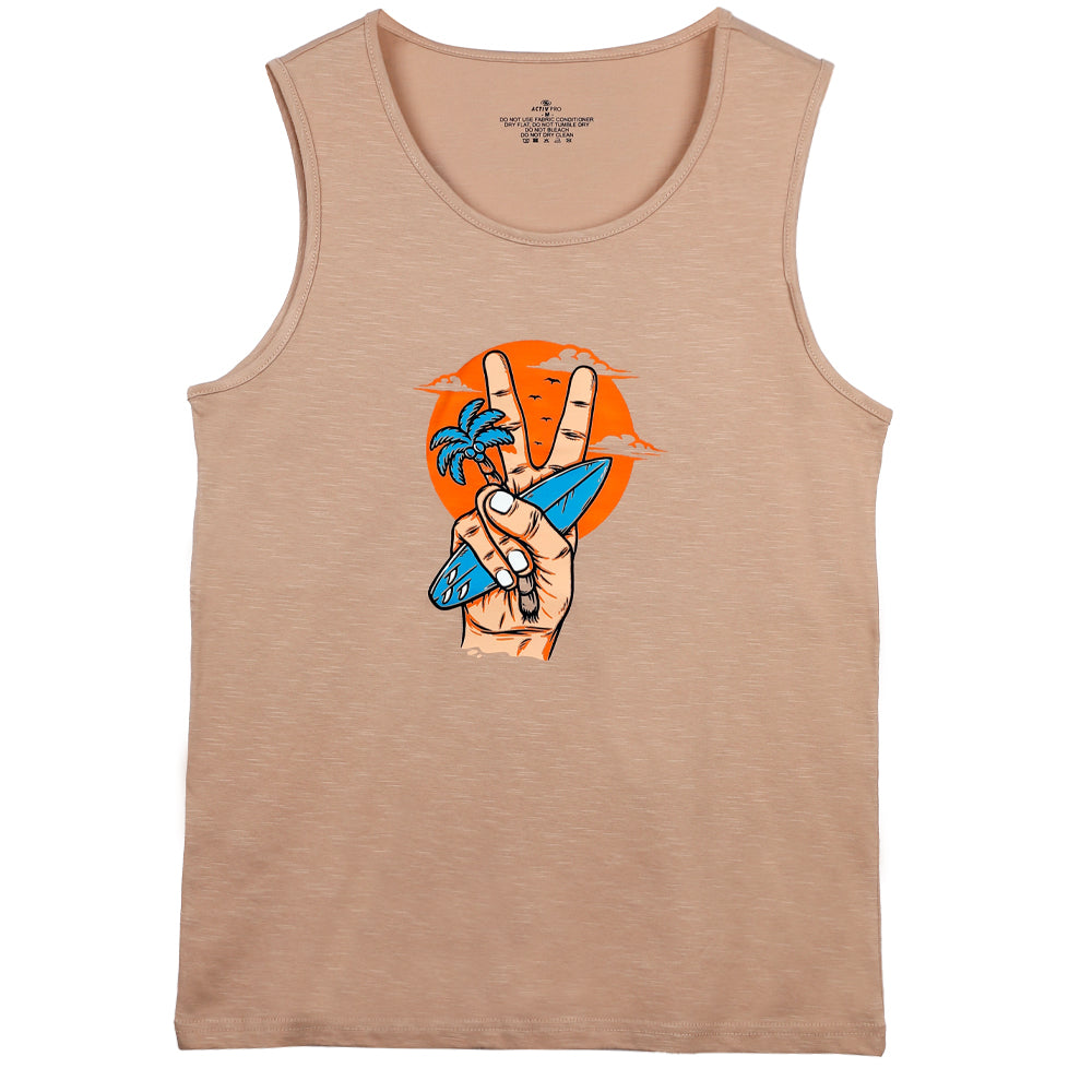 ACTIV HAWAII R.NECK TANKTOP - BROWN TNSS23-40238 Activ Abou Alaa