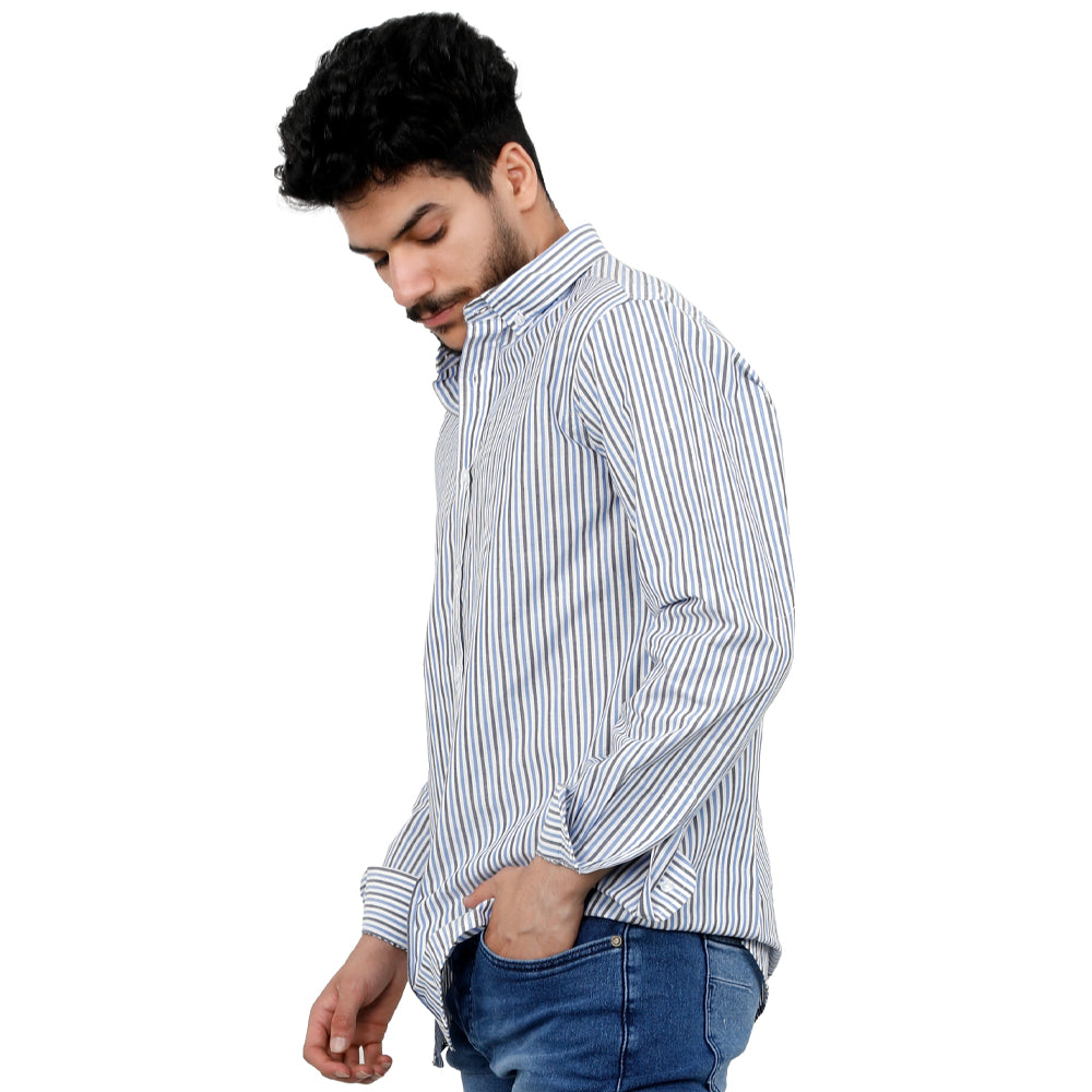 ACTIV STRIPPED L.S-SLIM SHIRT - BLACK SHSS23-8954 Activ Abou Alaa