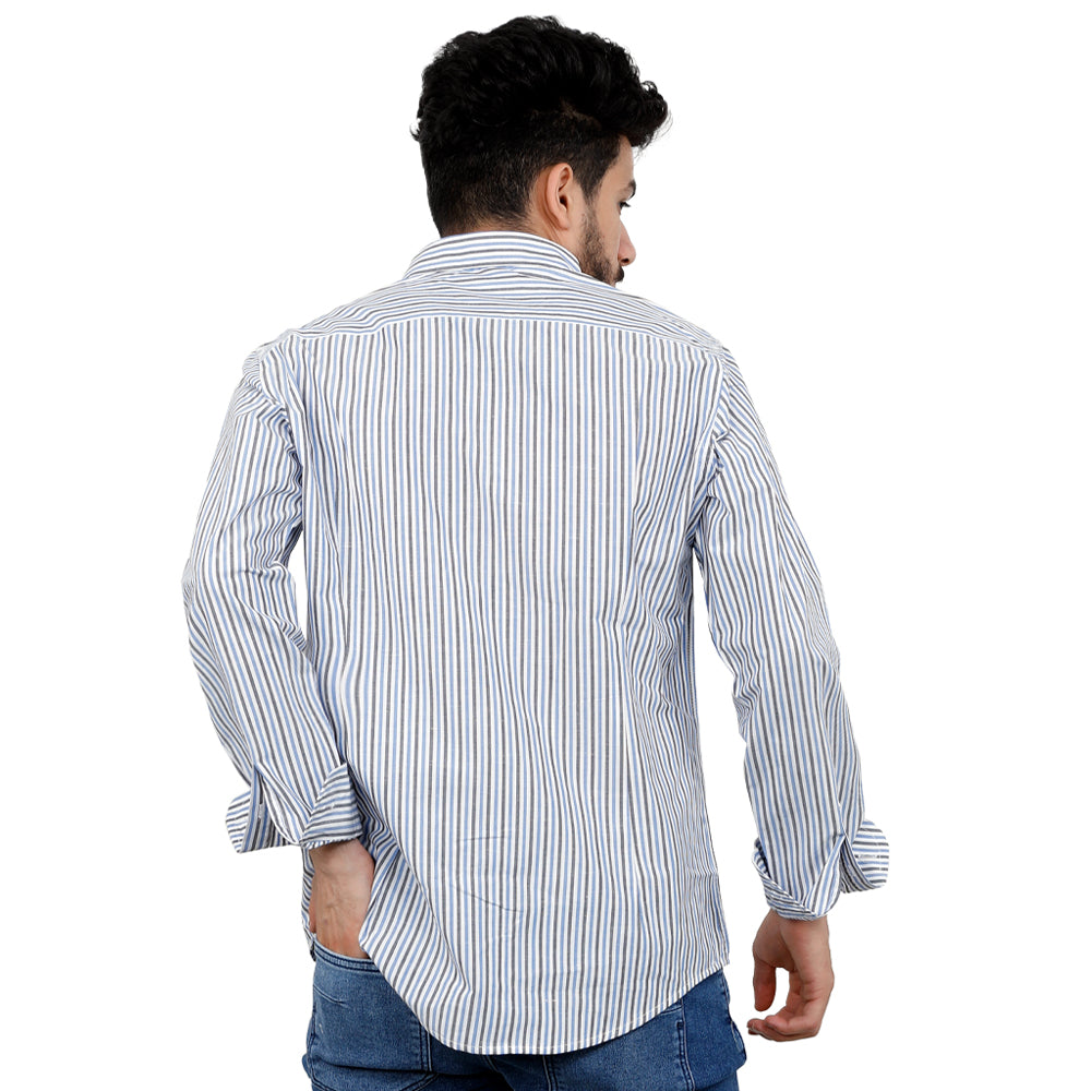 ACTIV STRIPPED L.S-SLIM SHIRT - BLACK SHSS23-8954 Activ Abou Alaa