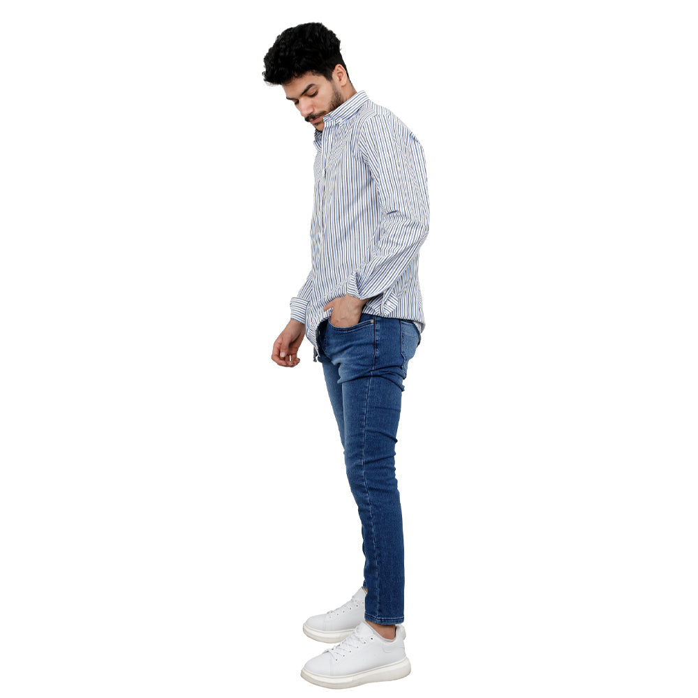 ACTIV STRIPPED L.S-SLIM SHIRT - BLACK SHSS23-8954 Activ Abou Alaa