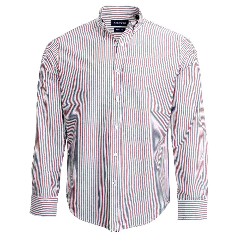 ACTIV STRIPPED L.S-SLIM SHIRT - NAVY SHSS23-8953 Activ Abou Alaa