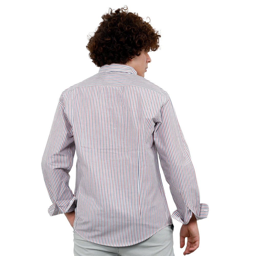 ACTIV STRIPPED L.S-SLIM SHIRT - NAVY SHSS23-8953 Activ Abou Alaa