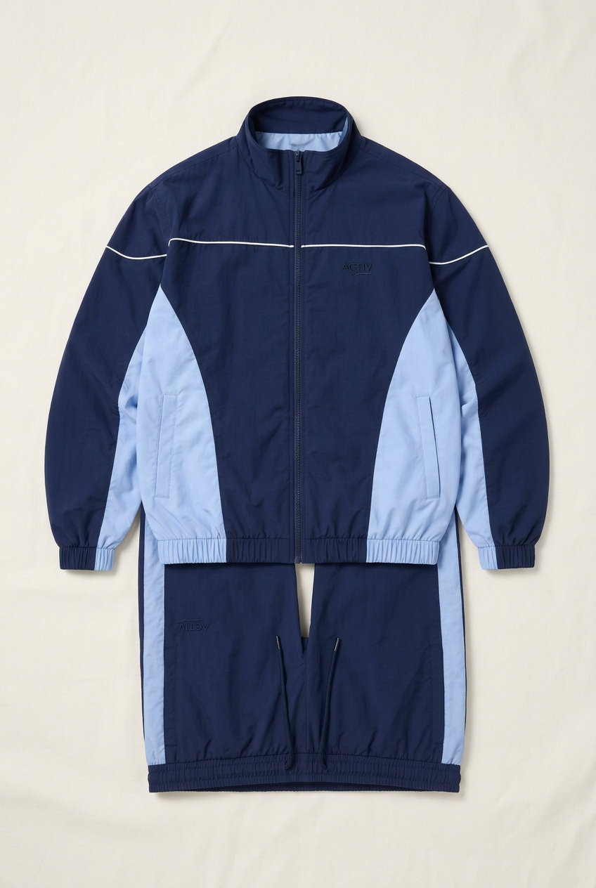 Retro 70s Track Set – Navy & Sky Blue