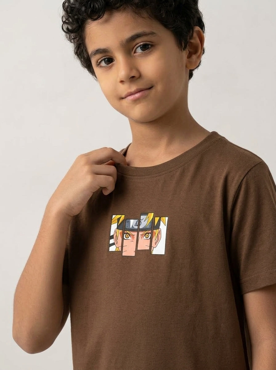 ACTIV GRAPHIC R.NECK T-SHIRT - BROWN