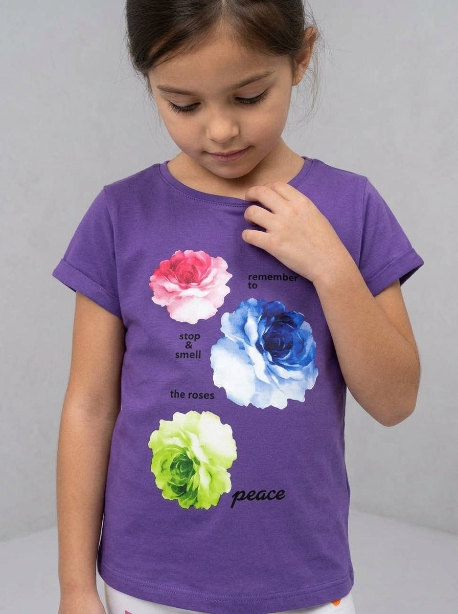 ACTIV CROP-TOP R.NECK T-SHIRT - PURPLE